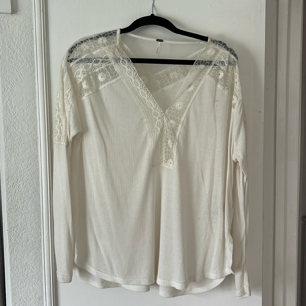Free people white and lace long sleeve